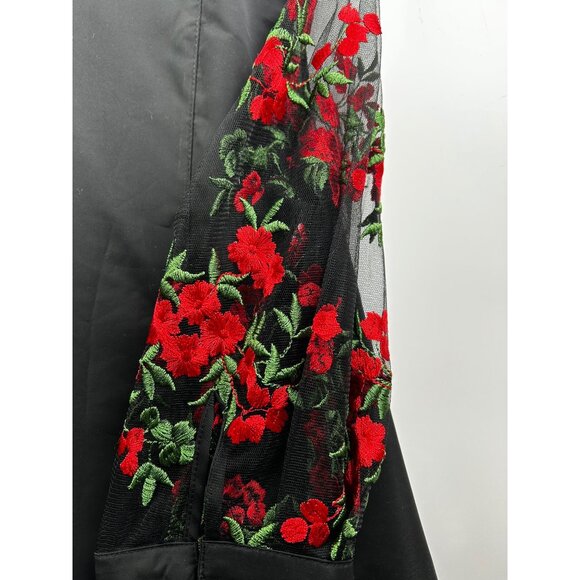 Nylon Apparel Dress Womens Large Blk Embroidered Mesh Sleeves Whimsigoth Witchy - Picture 8 of 10